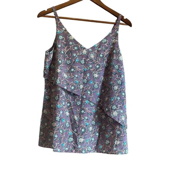 CAbi Tops - Cabi Women Purple Floral Tiered Layered V-Neck Tank Top XS
